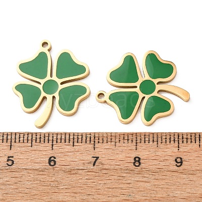 304 Stainless Steel with Green Enamel Pendants SA-CBA061A-04G-1