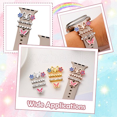 8Pcs Alloy Rhinestone Watch Band Rings FIND-CJ0005-40-1