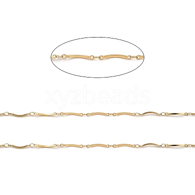 Ion Plating(IP) Handmade 304 Stainless Steel Curved Bar Link Chains CHS-G025-05G-1