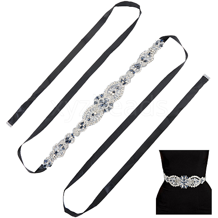 Flower Full Crystal & Montana Rhinestone Handmade Bridal Belts for Wedding Dresses AJEW-WH20006-233A-01-1