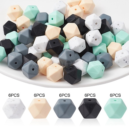 Hexagon Food Grade Eco-Friendly Silicone Focal Beads SIL-YW0001-11B-1