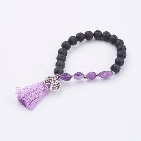 Tassel Charm Bracelets BJEW-P186-F08-1