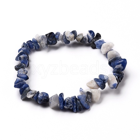 Natural Sodalite Chip Beads Stretch Bracelets BJEW-JB05765-03-1