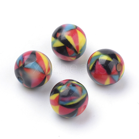 Opaque Printed Acrylic Beads MACR-S271-10mm-19-1