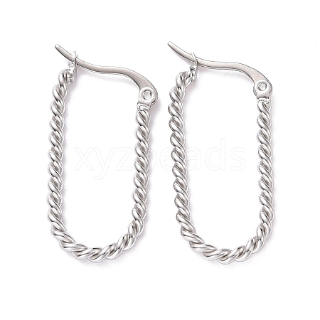 Titanium Steel Twist Rope Oval Hoop Earrings for Women EJEW-A074-01P-1