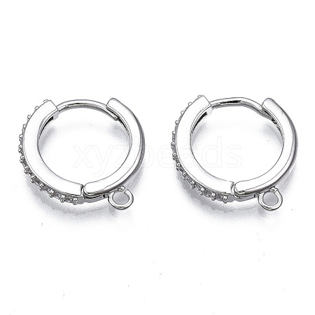 Brass Micro Pave Cubic Zirconia Huggie Hoop Earring Findings X-KK-T063-013P-NF-1