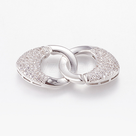 Brass Micro Pave Cubic Zirconia Interlocking Clasps ZIRC-L067-31-P-NR-1