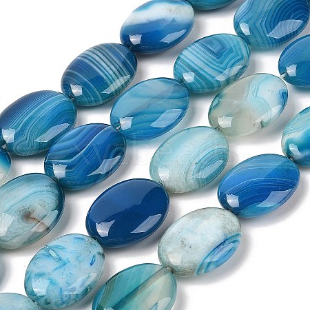 Natural Striped Agate/Banded Agate Beads Strands G-Q182-01C-1