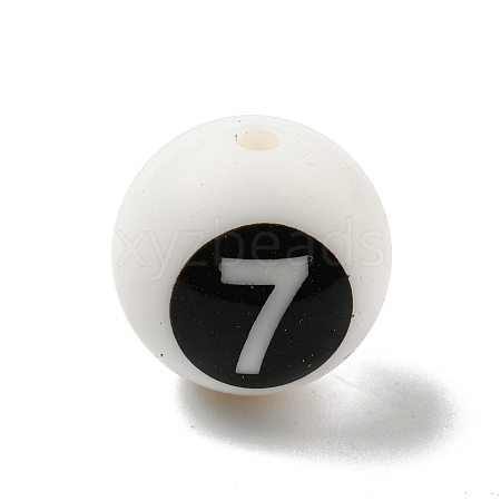 Round with Black Number 7 Silicone Beads SIL-R013-01H-1