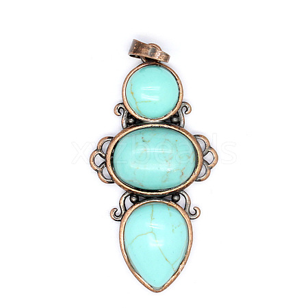 Retro Synthetic Turquoise Pendants PW-WG7292F-11-1