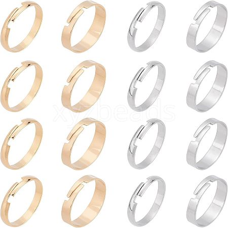 Unicraftale 40Pcs 4 Style 201 Stainless Steel Plain Band Adjustable Rings for Women STAS-UN0037-14-1