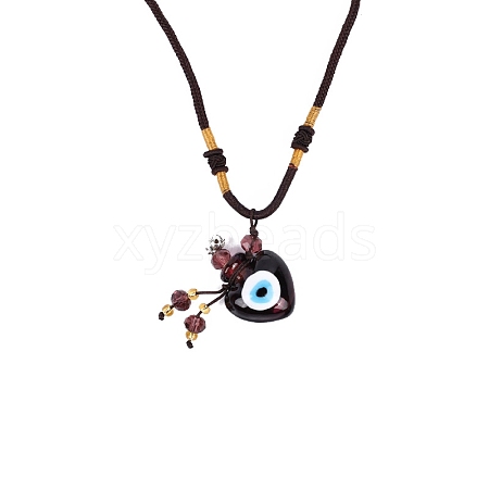 Evil Eye Handmade Lampwork Heart Shaped Perfume Essence Bottle Pendant Necklace PW-WG31D8D-06-1