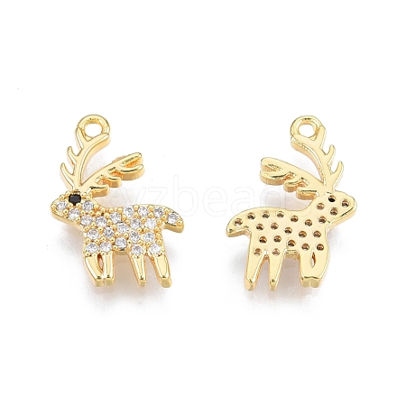 Brass Pave Clear Cubic Zirconia Charms KK-N231-344-1