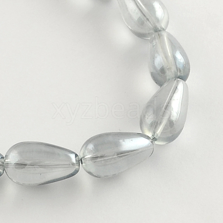 Electroplate Transparent Glass Teardrop Bead Strands EGLA-Q047-8x13mm-05D-1
