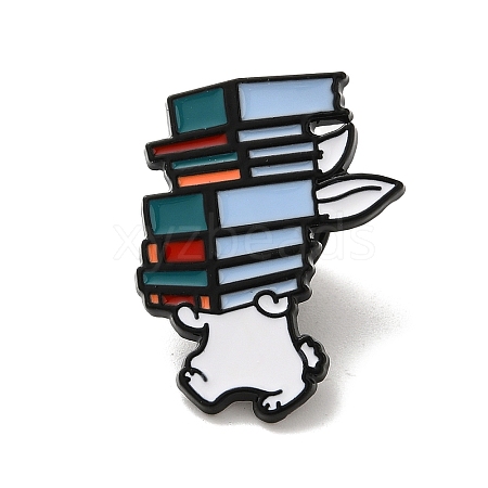 Rabbit with Books Enamel Pins JEWB-S025-06A-1