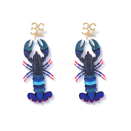 Acrylic & Alloy Stud Dangle Earrings for Women WG8B1A0-02-1