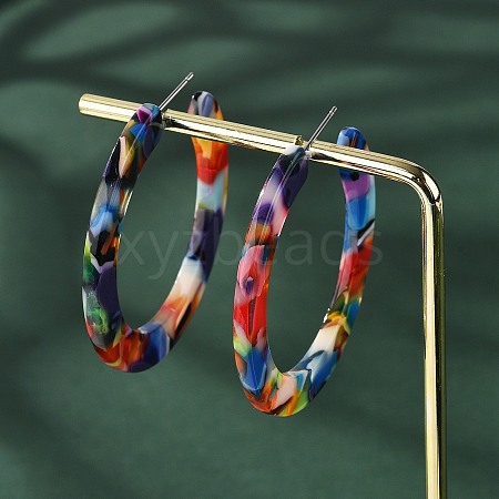 Cellulose Acetate(Resin) Half Hoop Earrings KY-S163-374-1