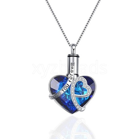 Rhinestone I Love You Forever Heart Ashes Box Necklaces PW-WGEBB89-01-1