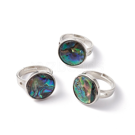 Natural Paua Shell Adjustable Rings RJEW-G260-01P-02-1