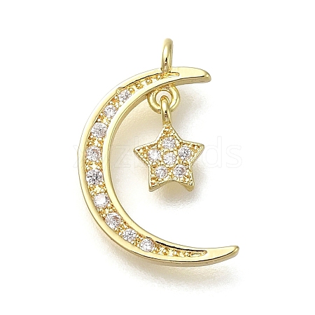 Rack Plating Brass Micro Pave  Cubic Zirconia Pendants KK-M014-12G-1