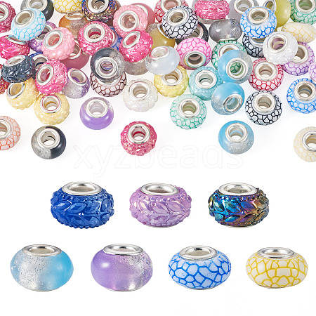 60Pcs 3 Styles Opaque Resin European Beads RESI-TA0005-29-1