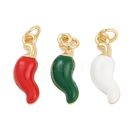 Brass Enamel Pendants KK-Q028-67G-1