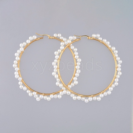 Beaded Hoop Earrings EJEW-JE03805-1