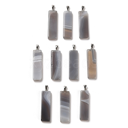 Natural Grey Agate Pendants G-H289-05P-01-1