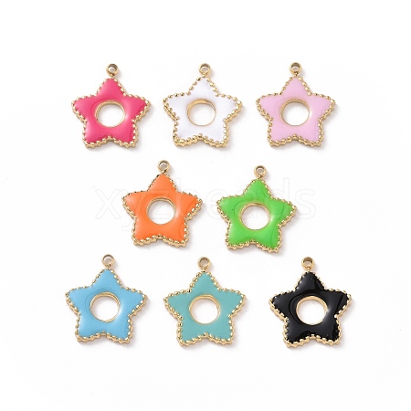 304 Stainless Steel Enamel Pendants KK-J302-01G-1