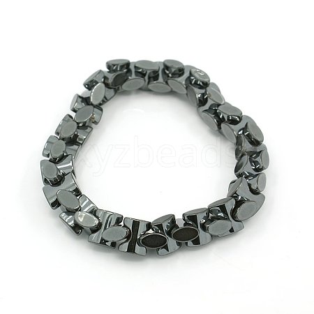 Fashion Non-Magnetic Synthetic Hematite Stretchy Bracelets BJEW-K001-02D-1