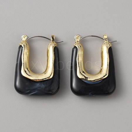 Acrylic Rectangle Hoop Earrings EJEW-WH0012-039B-1