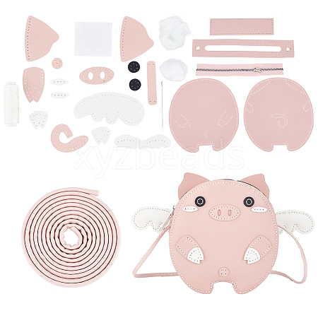 DIY Imitation Leather Pig Shaped Crossbody Bag Kits DIY-WH0043-63-1