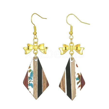 Resin & Walnut Wood Dangle Earrings EJEW-JE05507-05-1