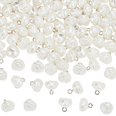 WADORN 100Pcs Plastic Imitation Pearl Shank Buttons FIND-WR0010-12-1