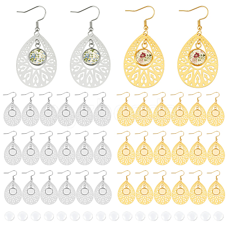 12 Pairs 2 Colors 304 Stainless Steel Teardrop Dangle Earring DIY Jewelry Kits EJEW-UN00031-1