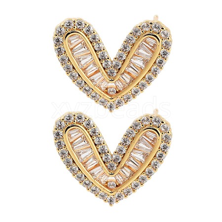 Rack Plating Heart Brass Stud Earrings EJEW-N055-37G-RS-1