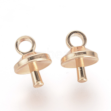 Brass Cup Pearl Peg Bails Pin Pendants X-KK-R071-10RG-1