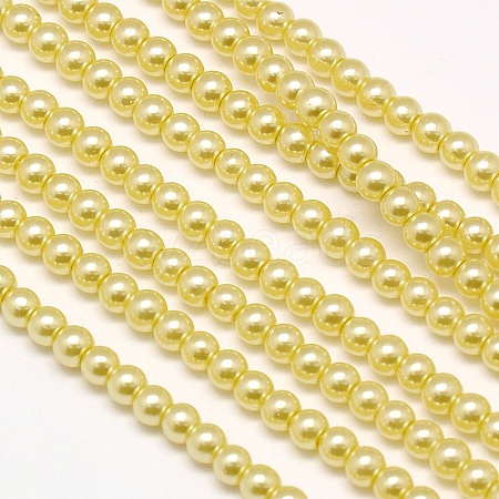 Eco-Friendly Dyed Glass Pearl Round Beads Strands HY-A002-4mm-RB036-1