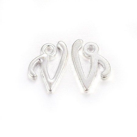 Silver Color Plated Alloy Letter Pendants PALLOY-J718-01S-V-1