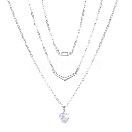 Alloy Rhinestone Layered Necklaces PW-WGE57FA-01-1