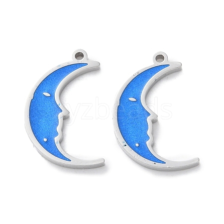 304 Stainless Steel Enamel Pendants Moon Charm STAS-M102-21P-02-1