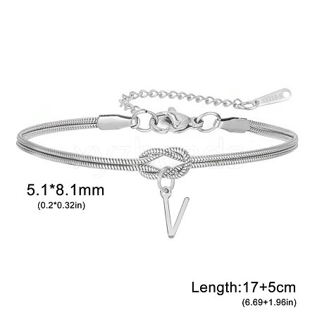 304 Stainless Steel Initial Charm Bracelets FS-WGD8E41-49-1