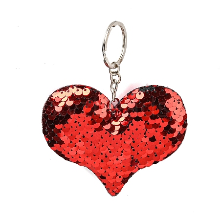 PVC Reflective Sequin Heart Pendant Keychain KEYC-L033-01P-06-1