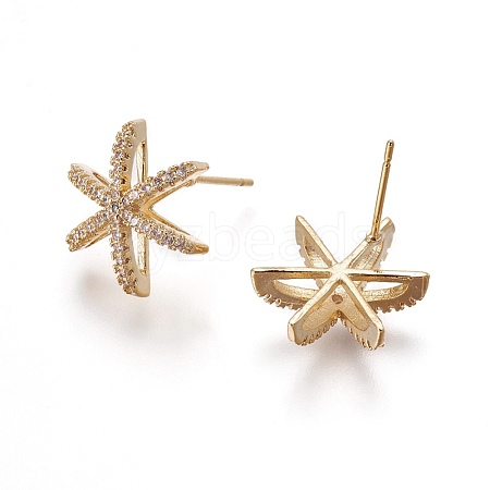 Brass Micro Pave Cubic Zirconia Ear Stud Components EJEW-O089-01G-1