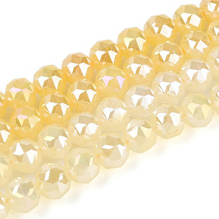 Anti-Tarnish Electroplate Glass Beads Strands GLAA-N064-8mm-03-1