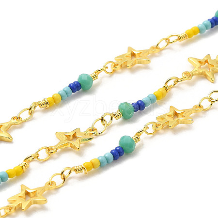 Brass Star Handmade Beaded Chains CHC-P011-G01-G-1
