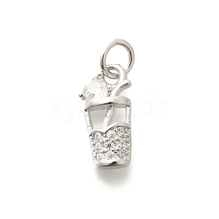 Brass Micro Pave Clear Cubic Zirconia Pendants KK-L225-009P-02-1