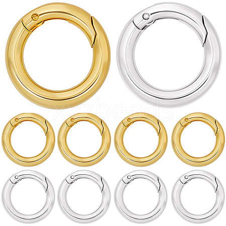 12Pcs 2 Colors Brass Spring Gate Rings KK-SC0008-03-1