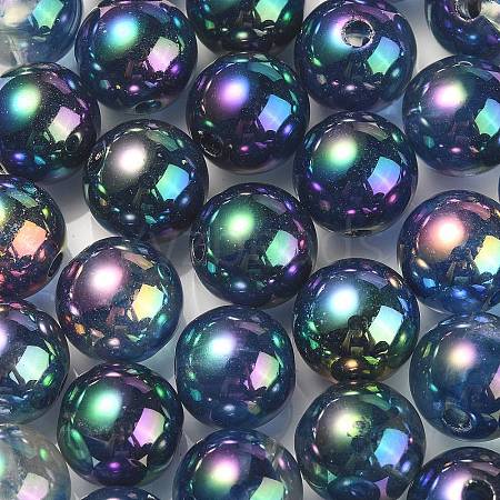 UV Plating Rainbow Iridescent Acrylic Beads OACR-F004-04E-1