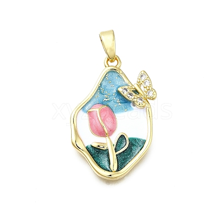 Brass Micro Pave Cubic Zirconia Pendants KK-K400-21B-G-1